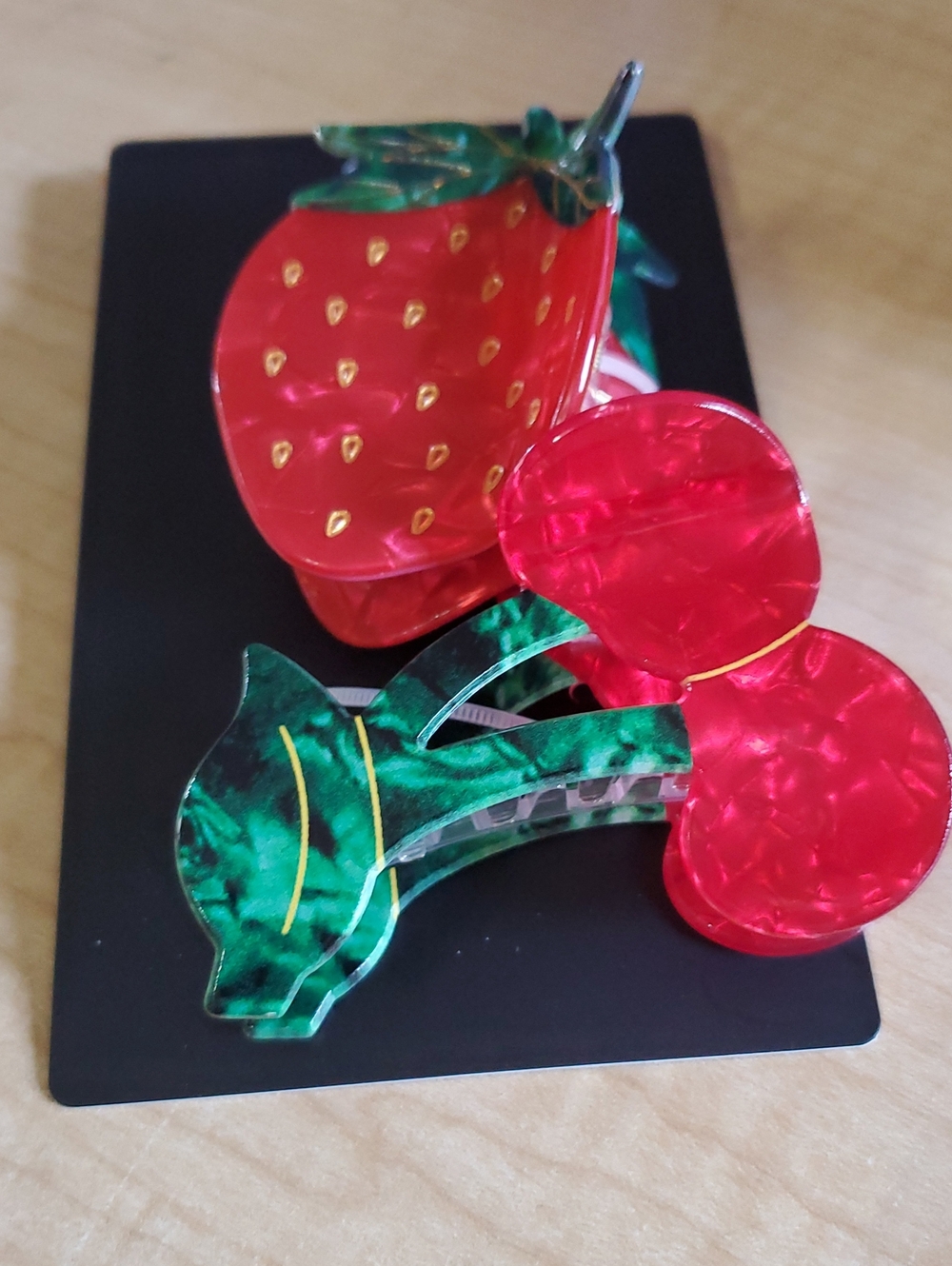 torrid Red Strawberry & Cherry Resin Hair Clip Duo